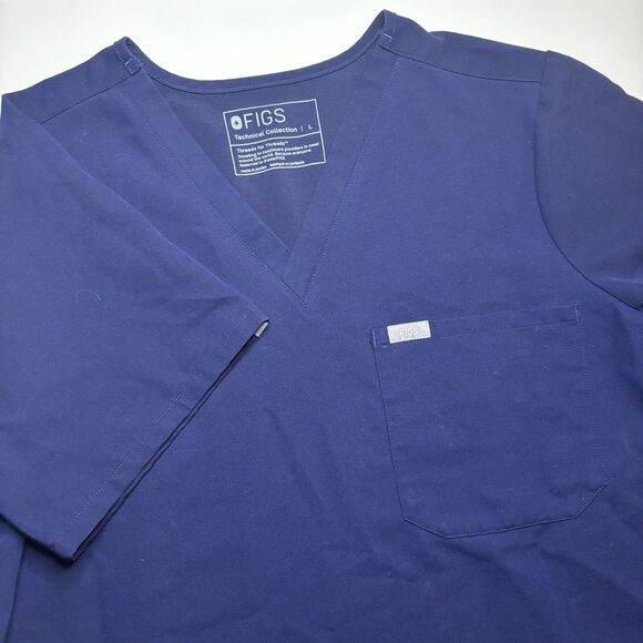 Figs Scrub Top Catarina One Pocket Scrub Shirt Women's Large - Navy Blue - Picture 3 of 8